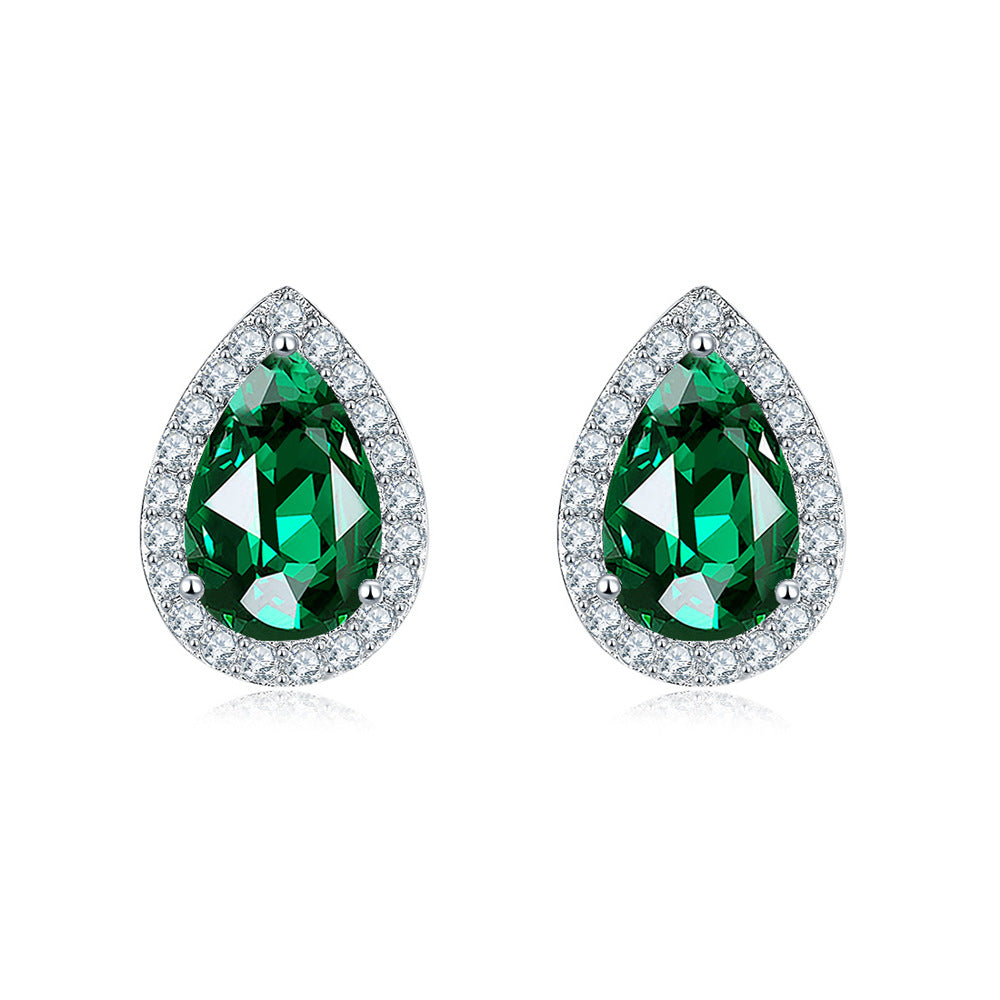 Aquamarine Drop Stud Earrings – 7x9mm Water Drop Cut