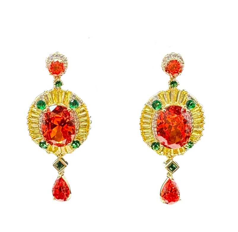 Imperial Blaze Elegant gold earrings set with red zircon