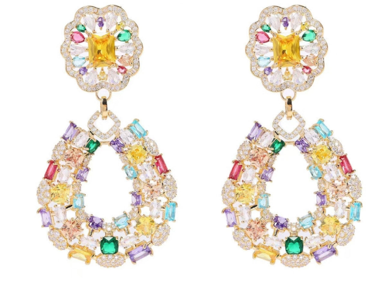 Color Cascade · Multicolor Gemstone Hoop Earrings