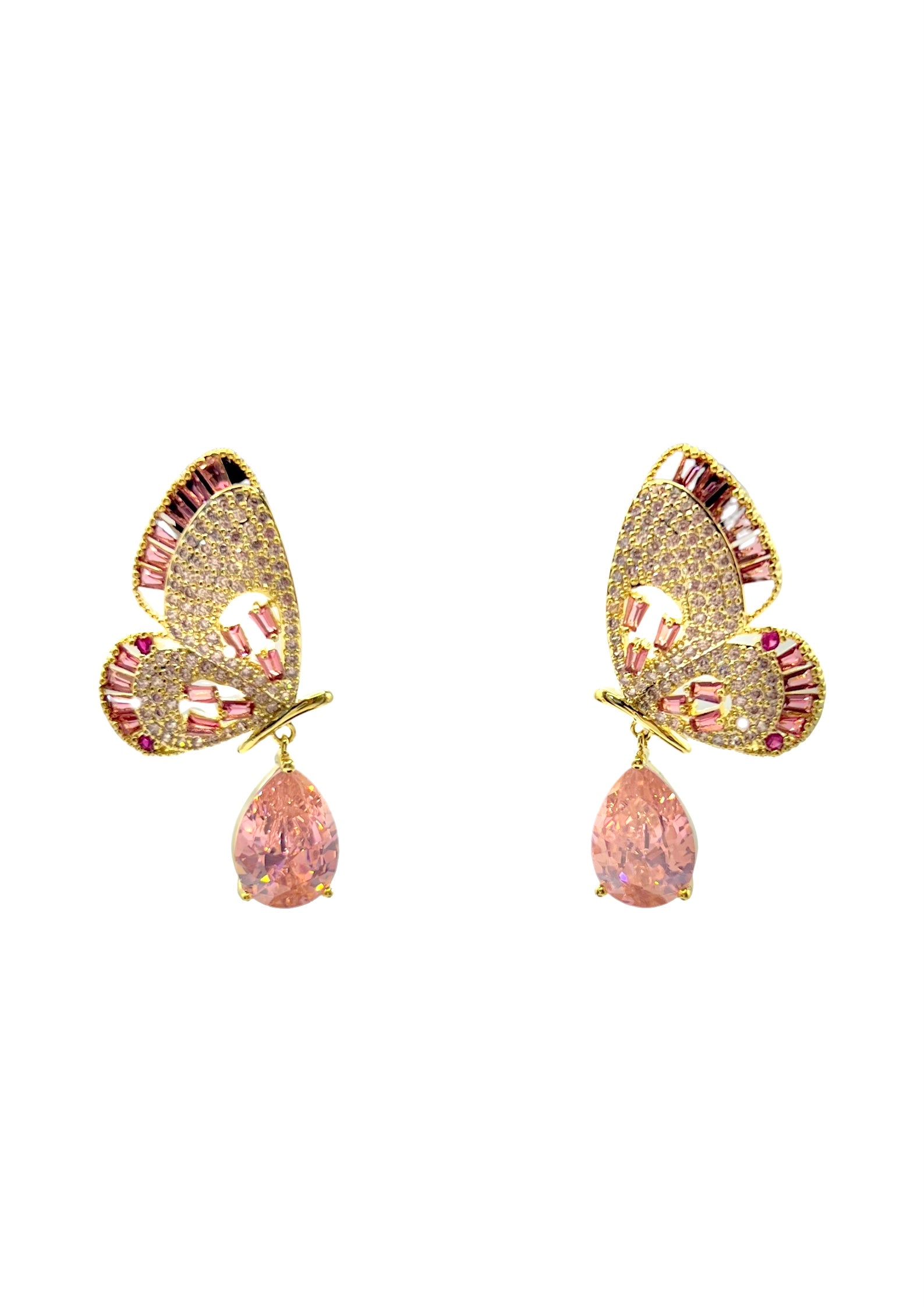 Butterfly Kiss · Pink Crystal Butterfly Earrings