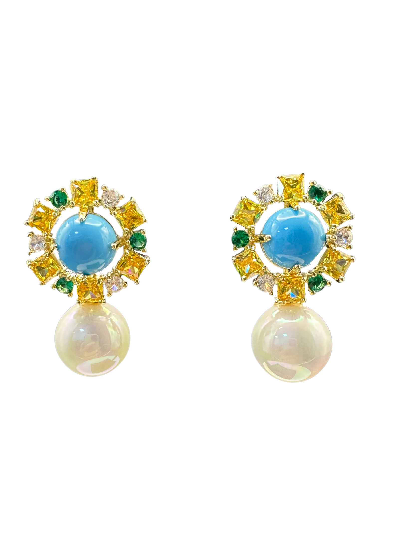 Round pearl hollow earrings