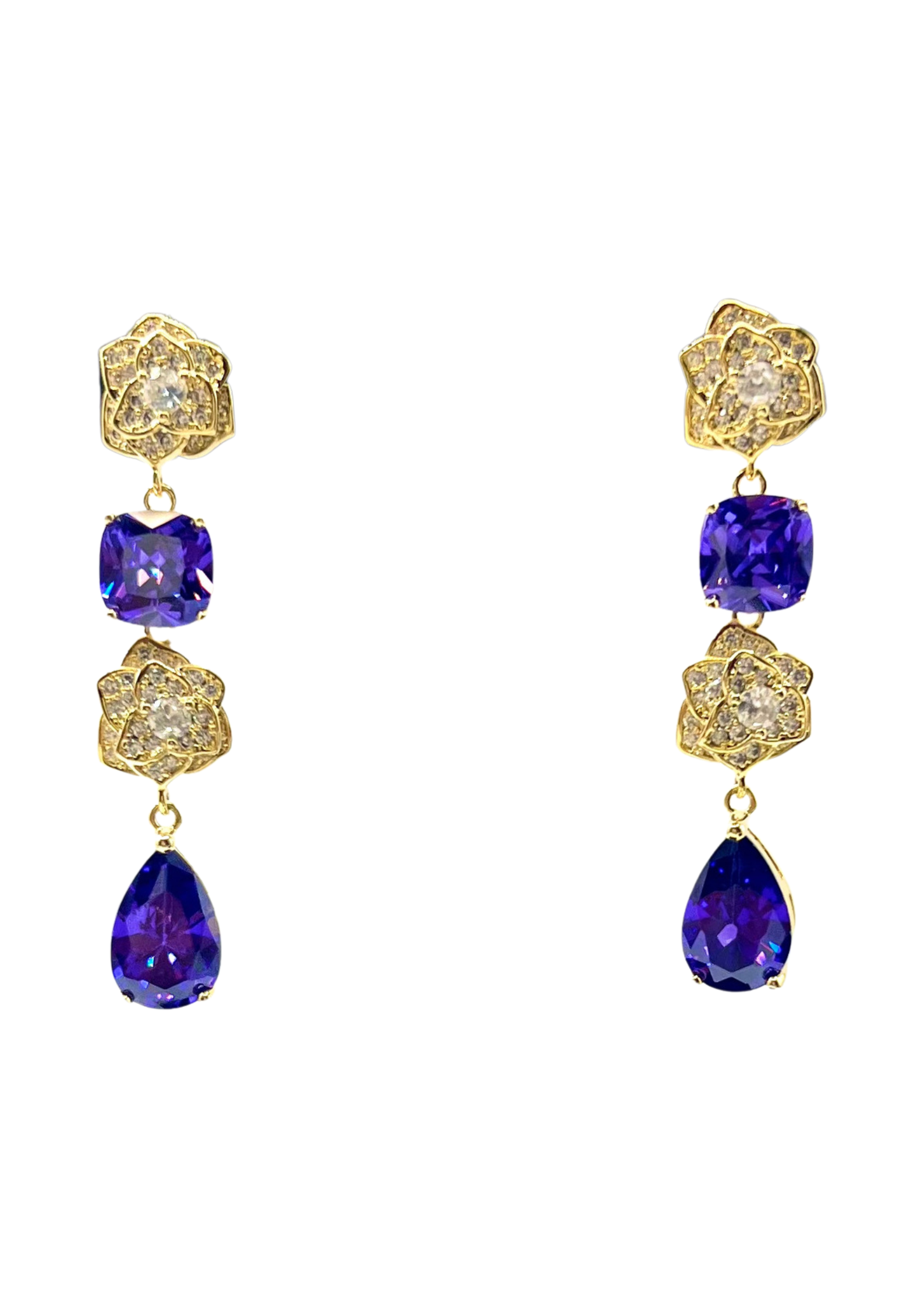 Twilight Bloom Rose cube purple gold pendant