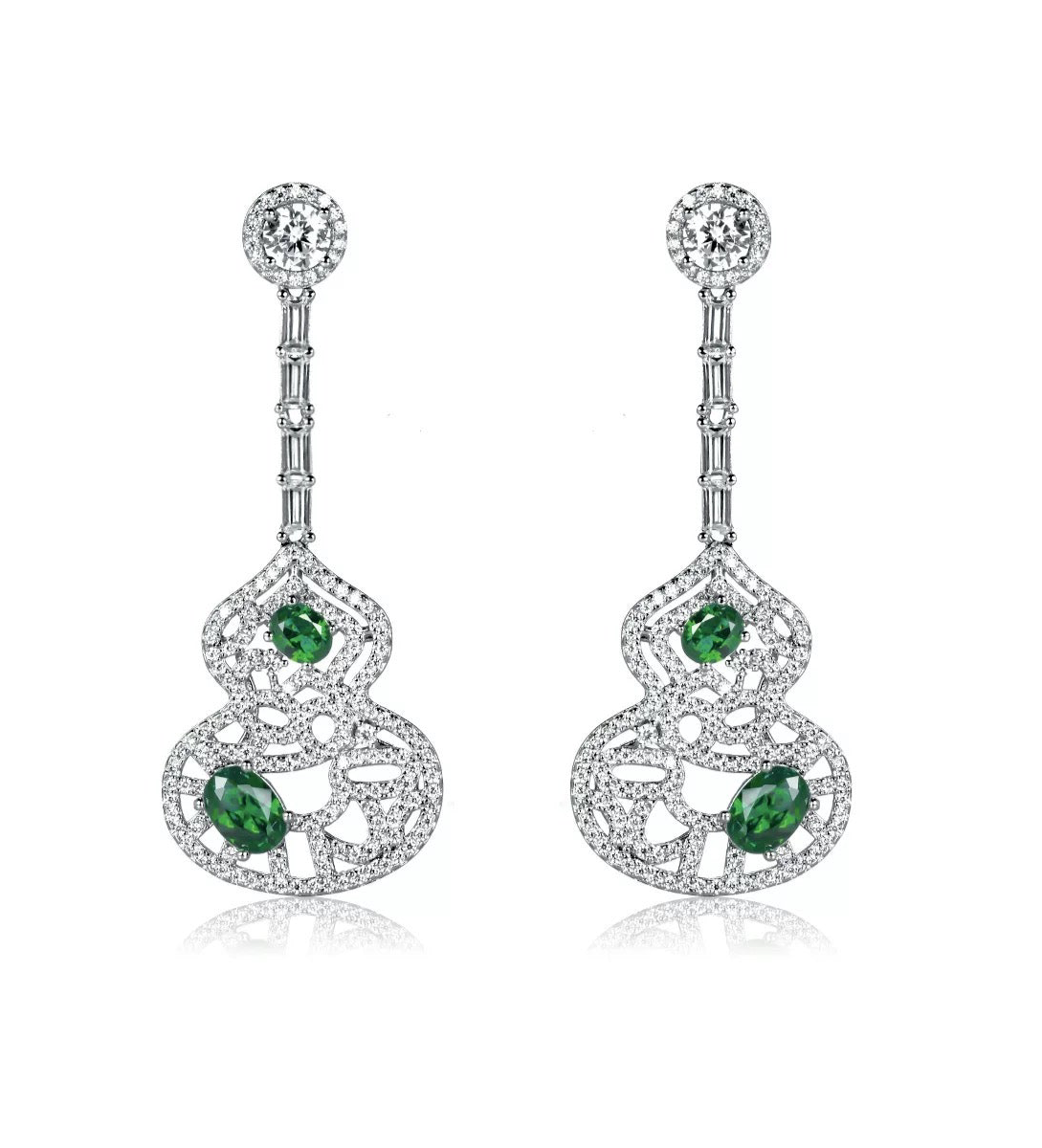 Emerald Lu – Minimalist Green Zircon Earrings