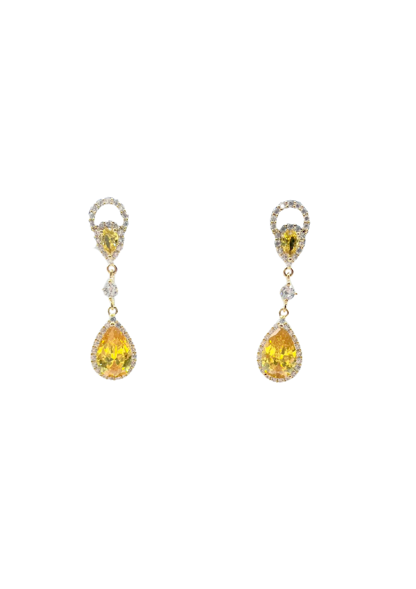 Golden water drop gem pendant