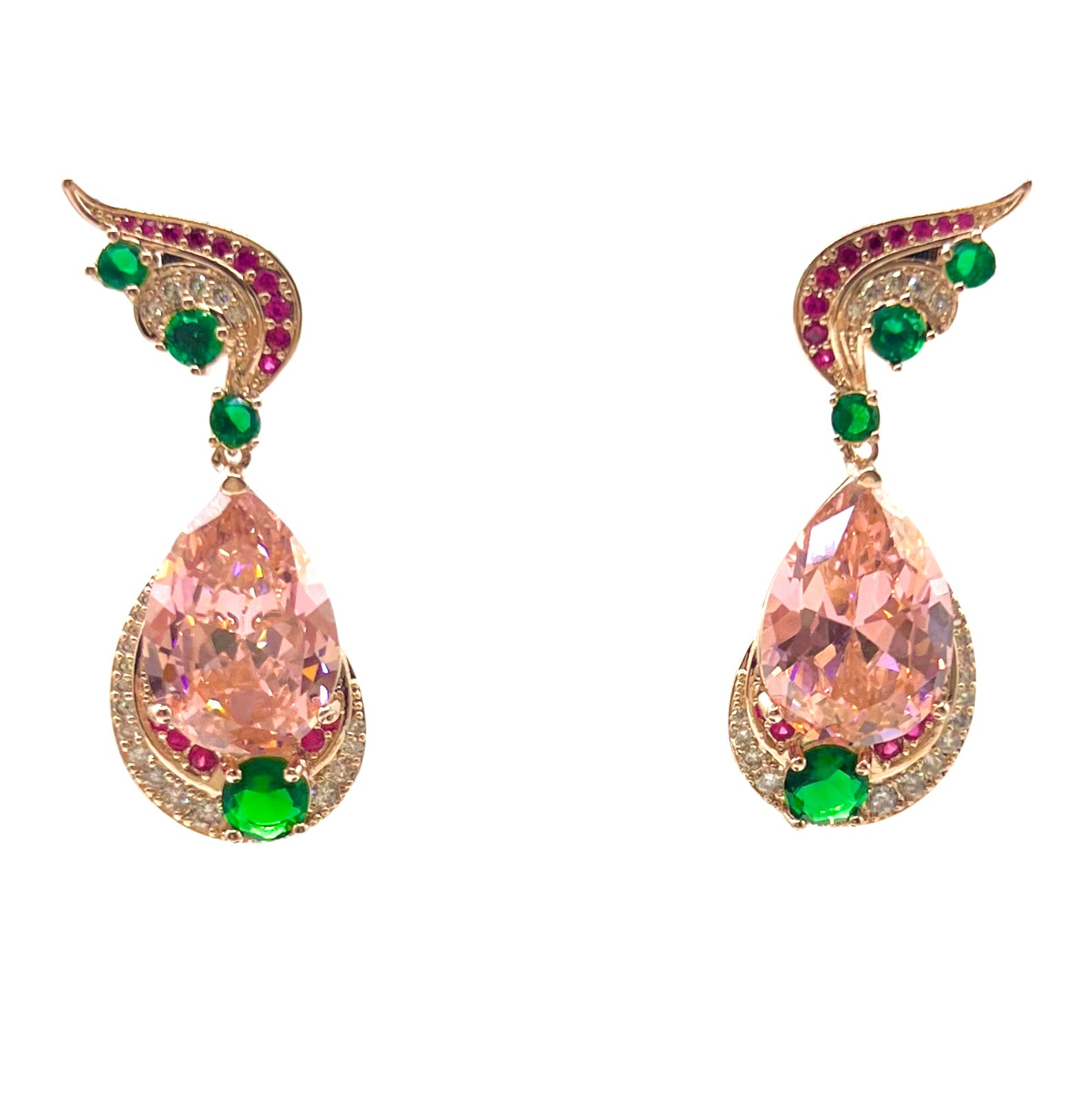 Peacock gemstone water drop pendant