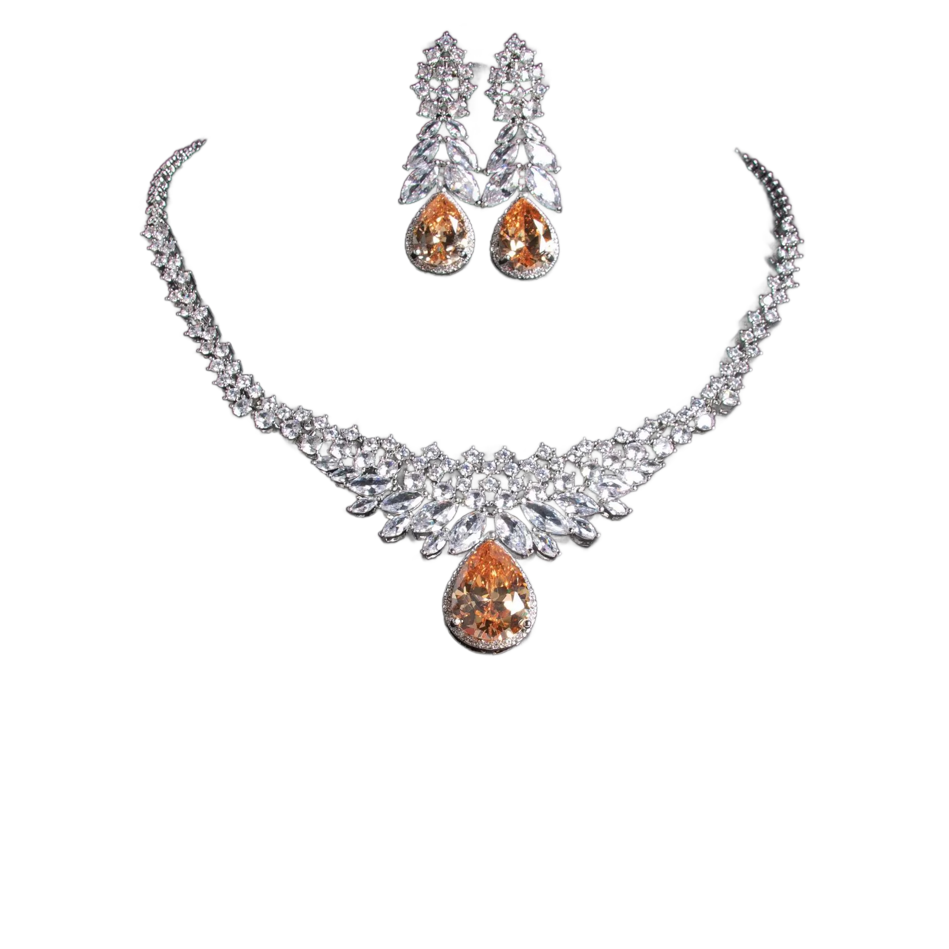 Frozen Elegance Set | Platinum Plated Teardrop CZ Necklace & Earrings