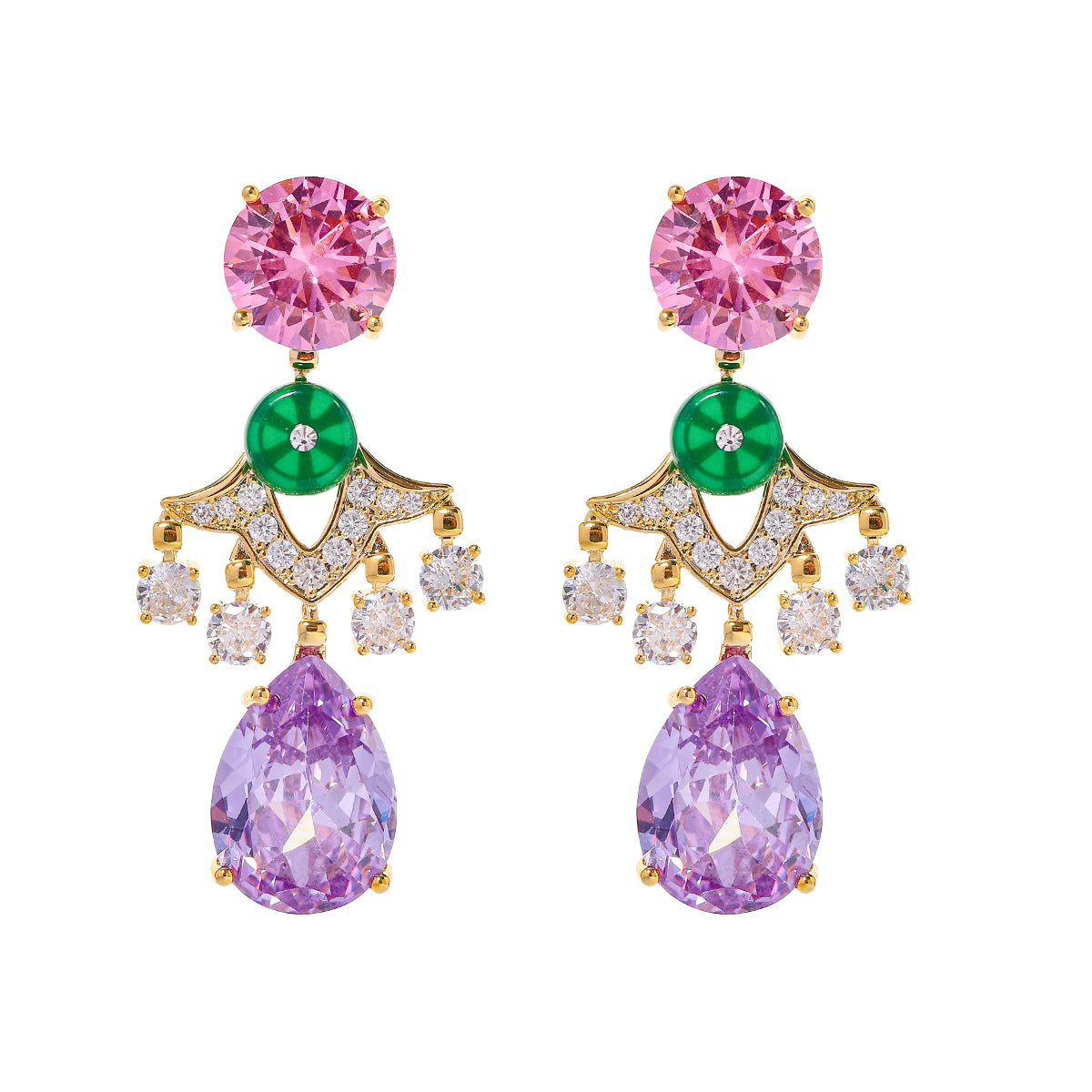 The Grand Era – Long Retro Earrings with a Touch of Royal Light