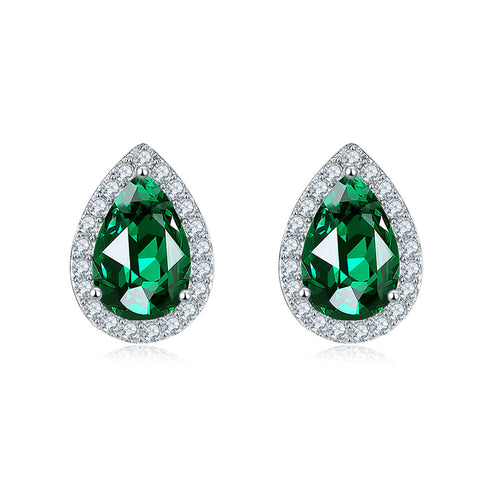 Aquamarine Drop Stud Earrings – 7x9mm Water Drop Cut