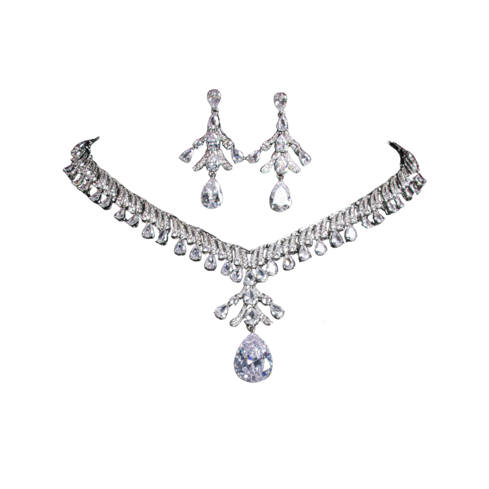 Cross-Border Bridal Zircon Necklace Earrings Jewelry Suit Banquet Dress