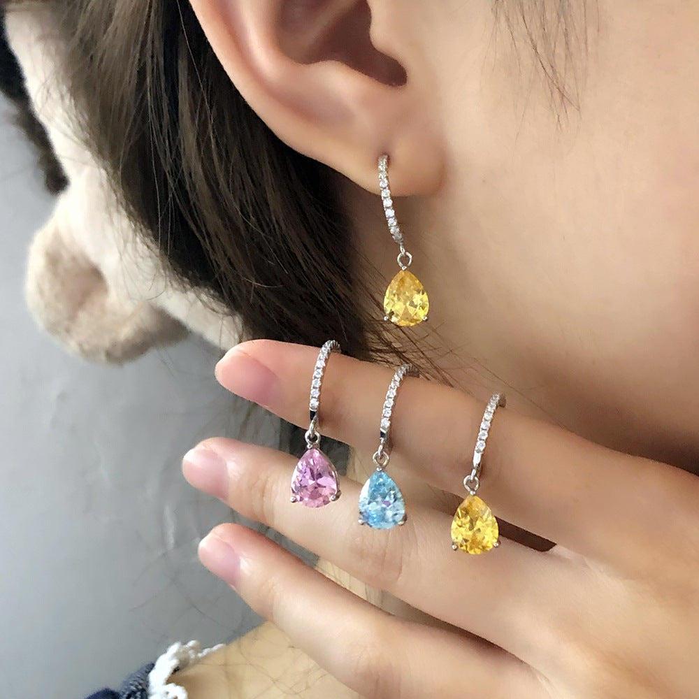 Water Drop Earrings Pure Silver Ear Studs
