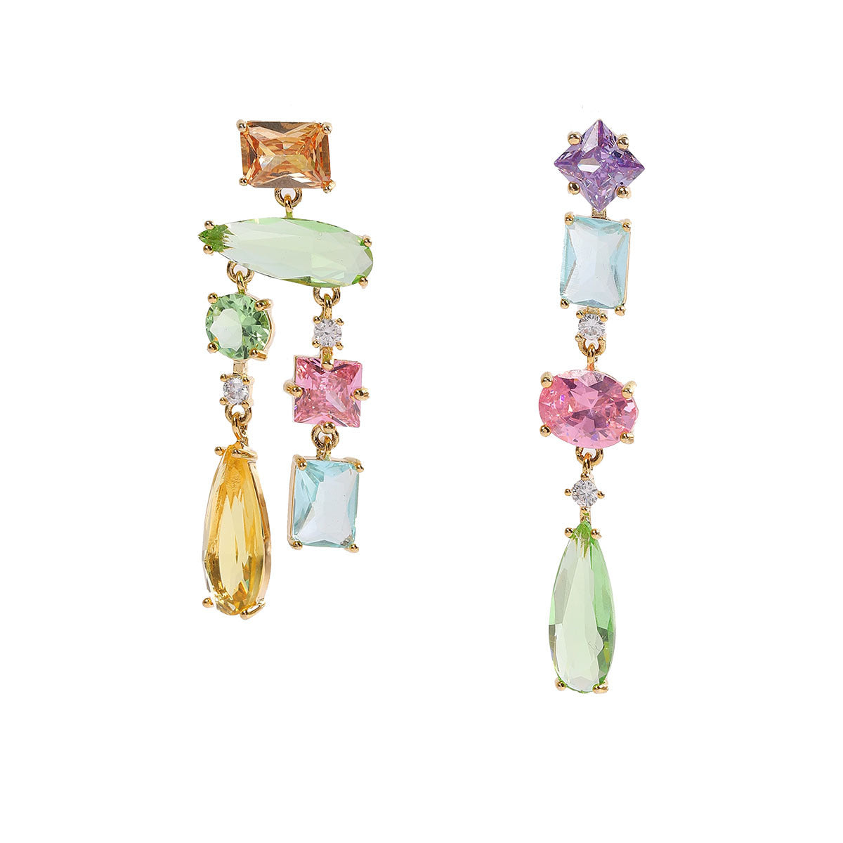 Color Poem – Irregular Zircon Earrings in Artistic Tones