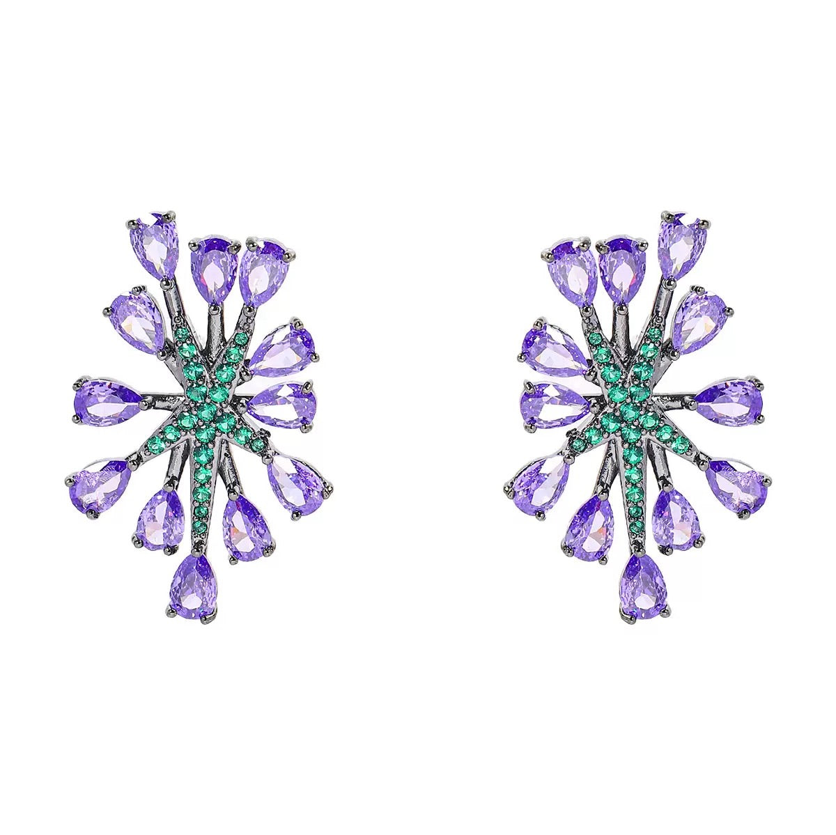 Purple Bloom Flower Earrings – Burst Petal Design