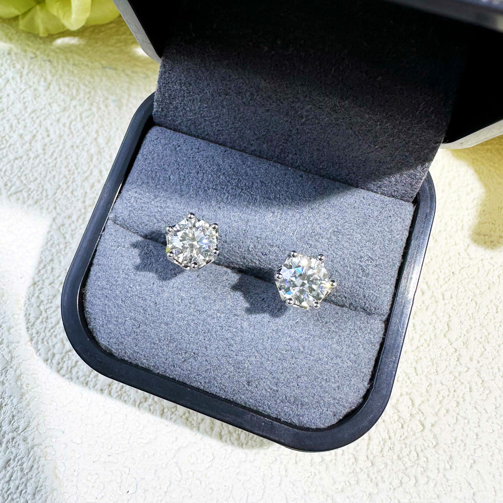 Minimalist Moissanite Stud Earrings – D Color Sparkle, 925 Sterling Silver