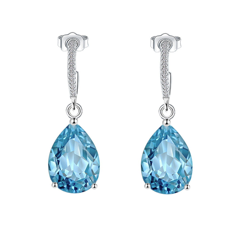 Water Drop Earrings Pure Silver Ear Studs