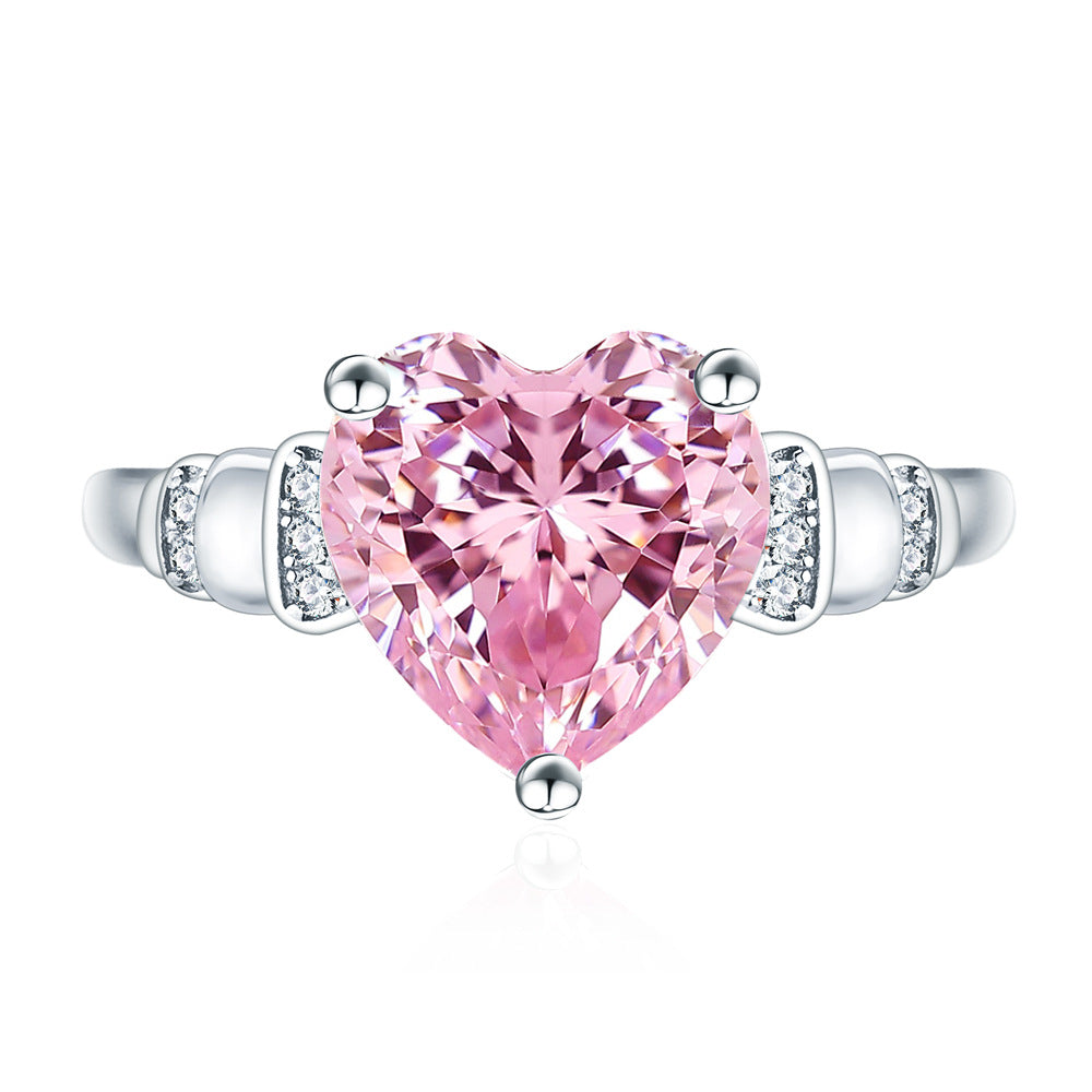 Heart-Shaped Diamond Sterling Silver Ring