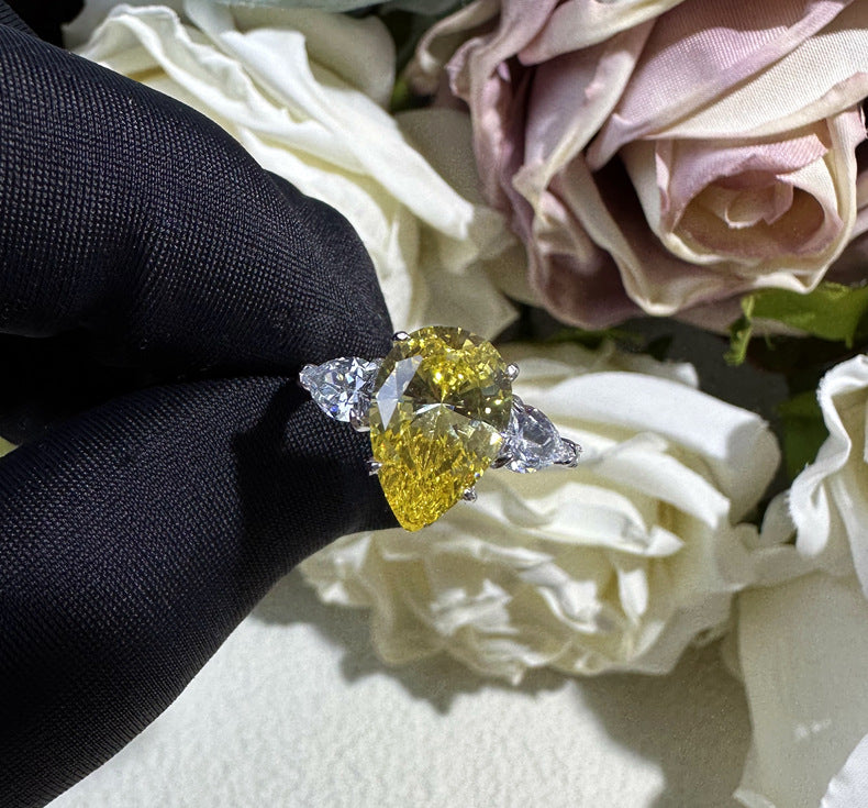 Radiant Cut High Carbon Diamond Ring