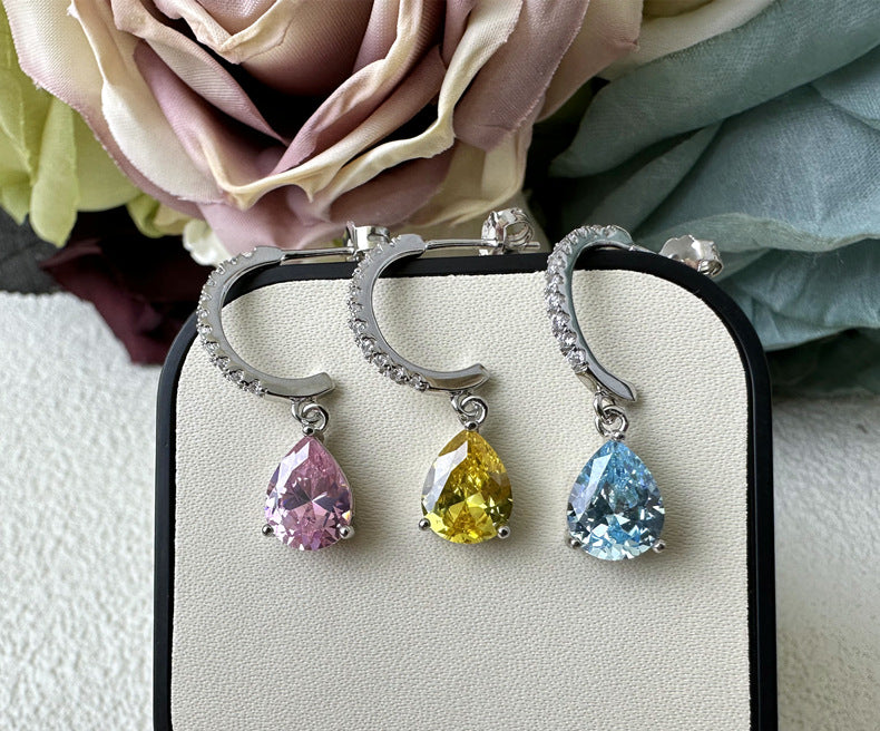 Water Drop Earrings Pure Silver Ear Studs