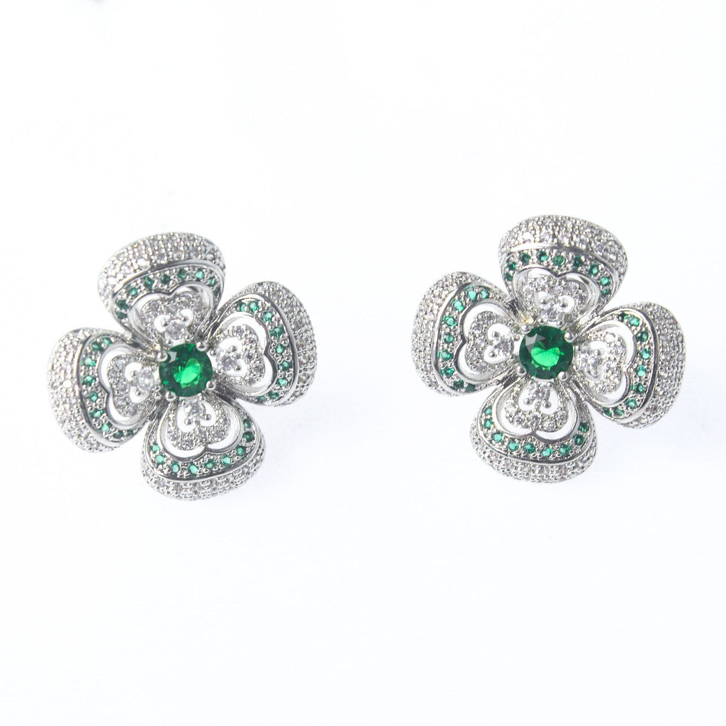 Retro Floral Zircon Earrings for Women Summer High-end Retro Earrings