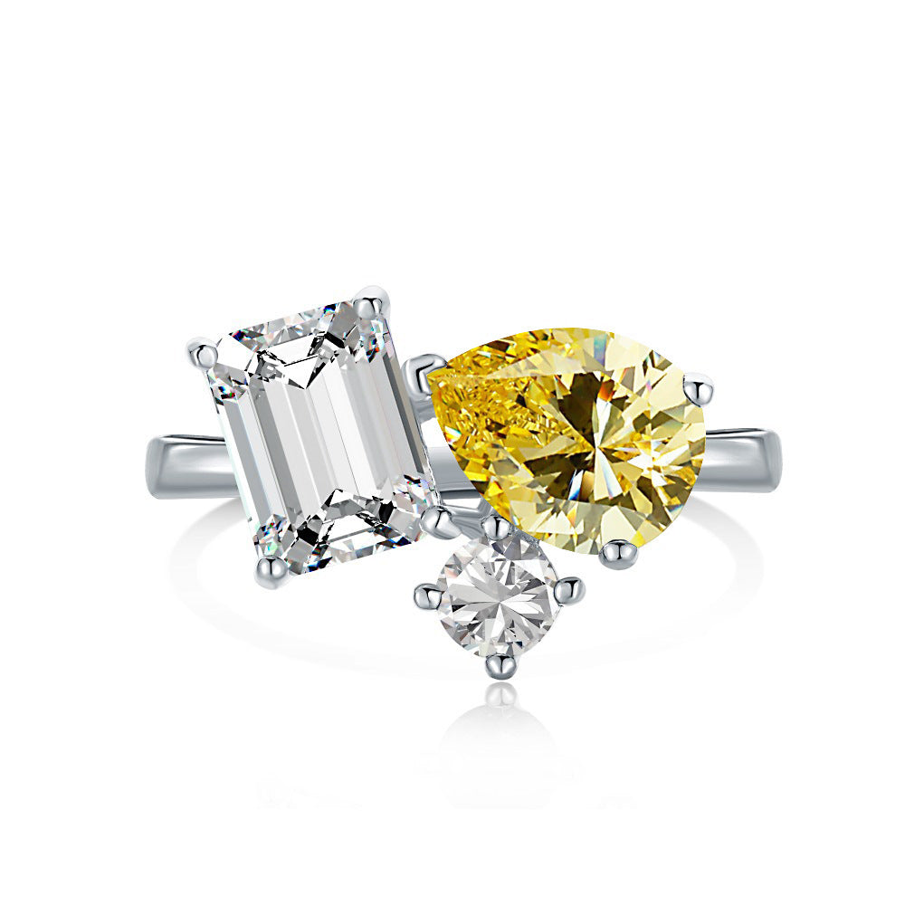 Block Irregular intricate Sparkle Silver Ring