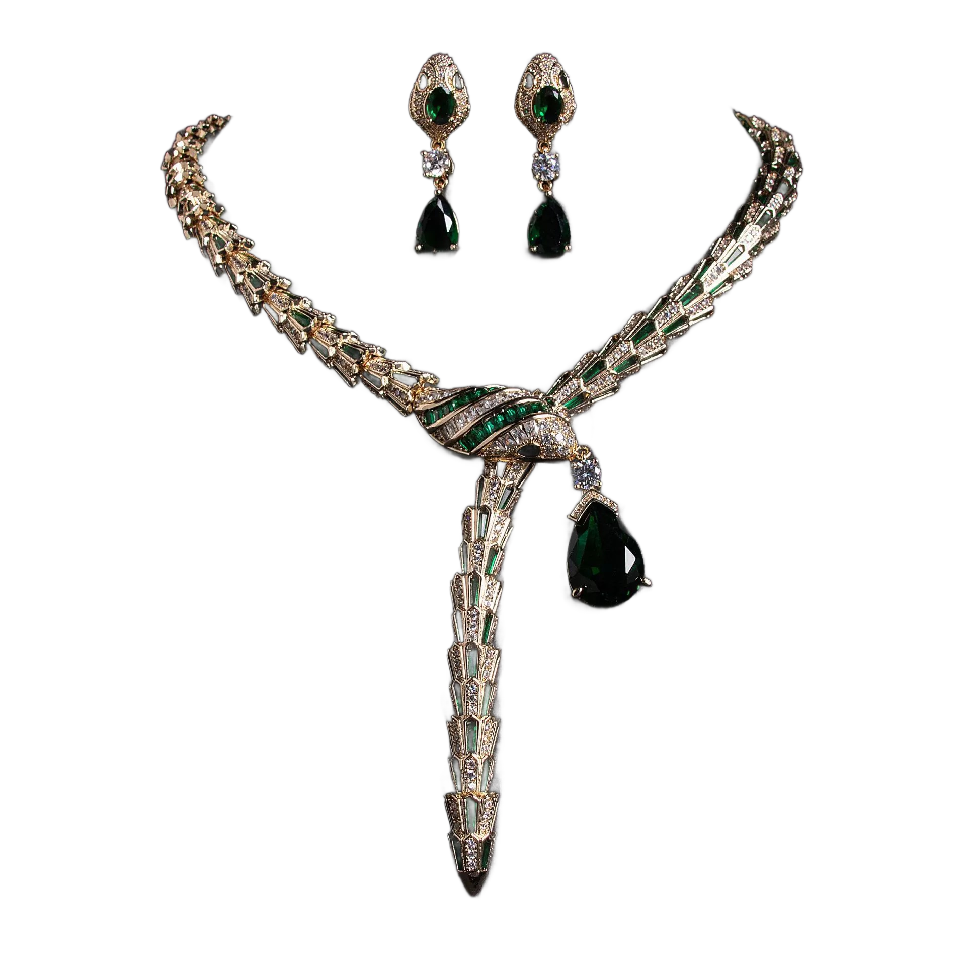 Serpent Statement Jewelry Set | Snake Necklace & Matching Earrings for Women