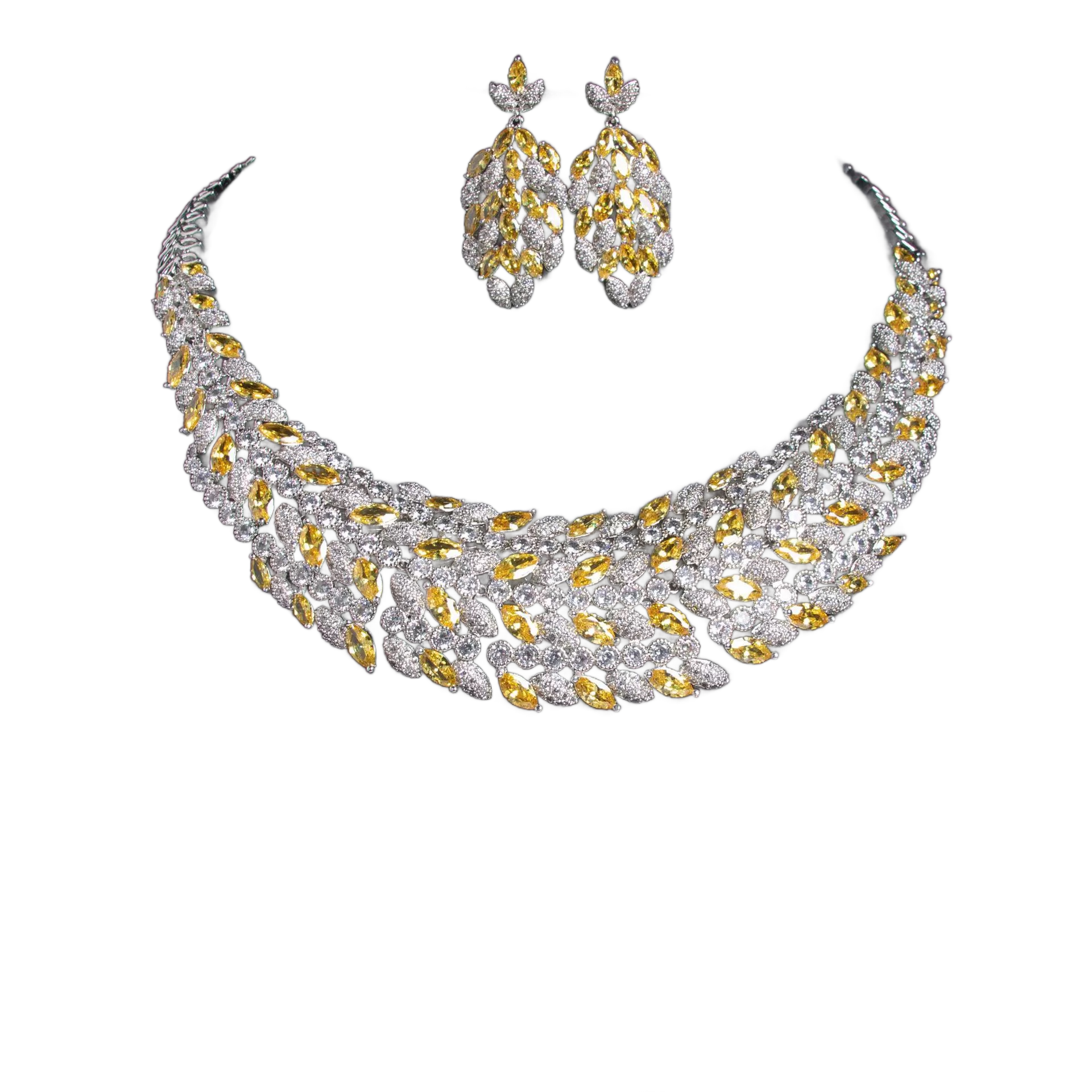 Aurora Cascade Jewelry Set | Waterfall CZ Necklace & Teardrop Earrings
