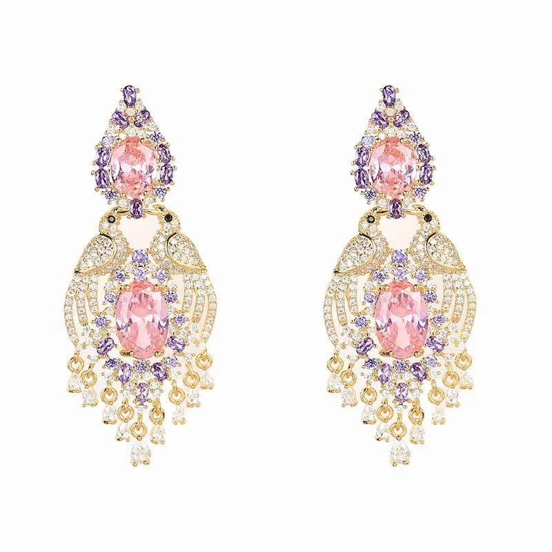 Exaggerated Bird-Inspired Earrings – Luxurious Statement Design