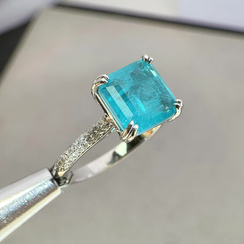 Square Gemstone Ring Unique Jewelry