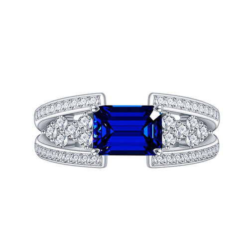 2.5CT Rectangular Simulated Sapphire Ring