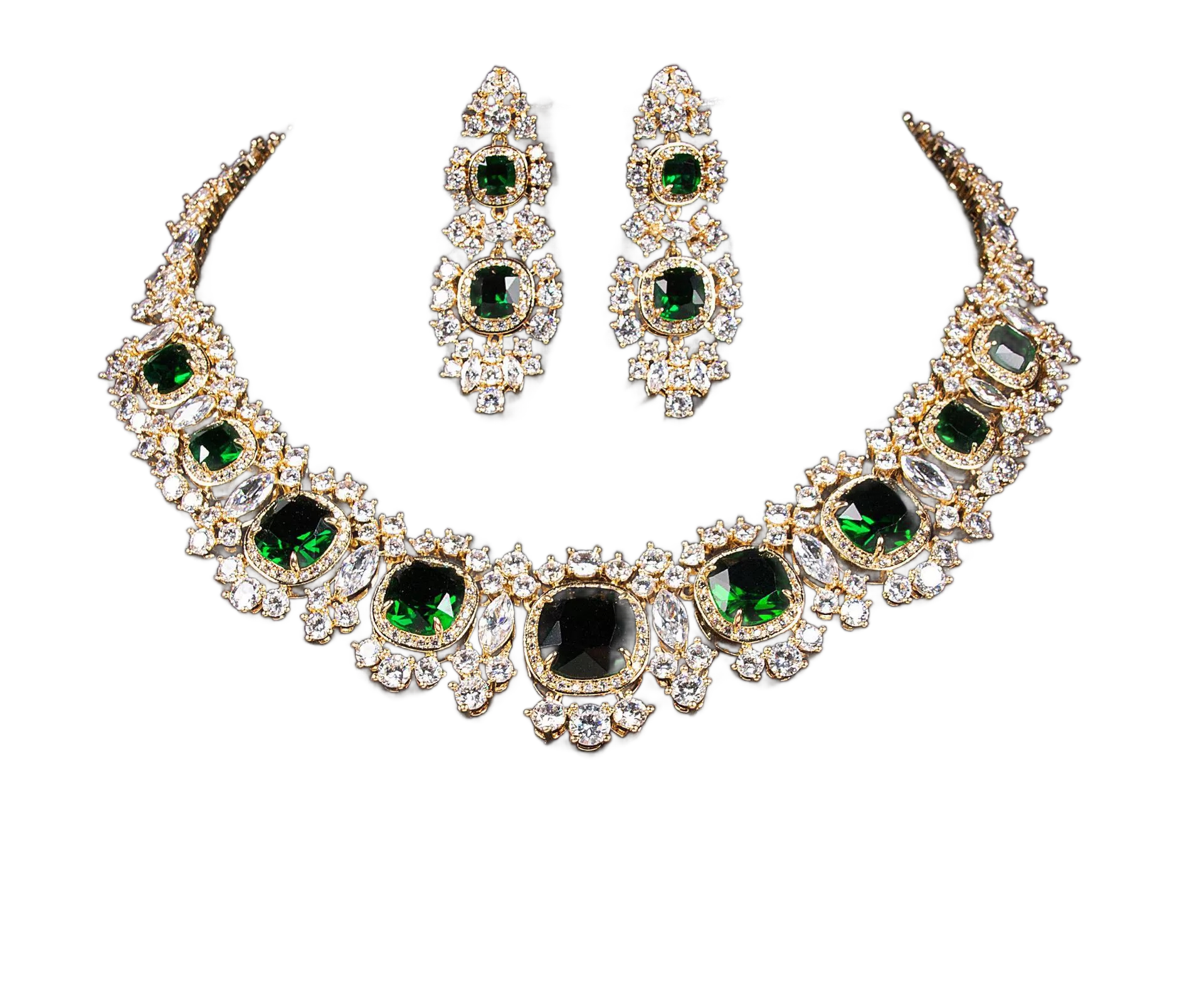 Royal Statement Jewelry Set | Cubic Zirconia Choker Necklace & Drop Earrings