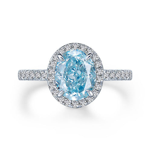 Aquamarine Glow – Oval Cut Blue Zircon Ring in Silver