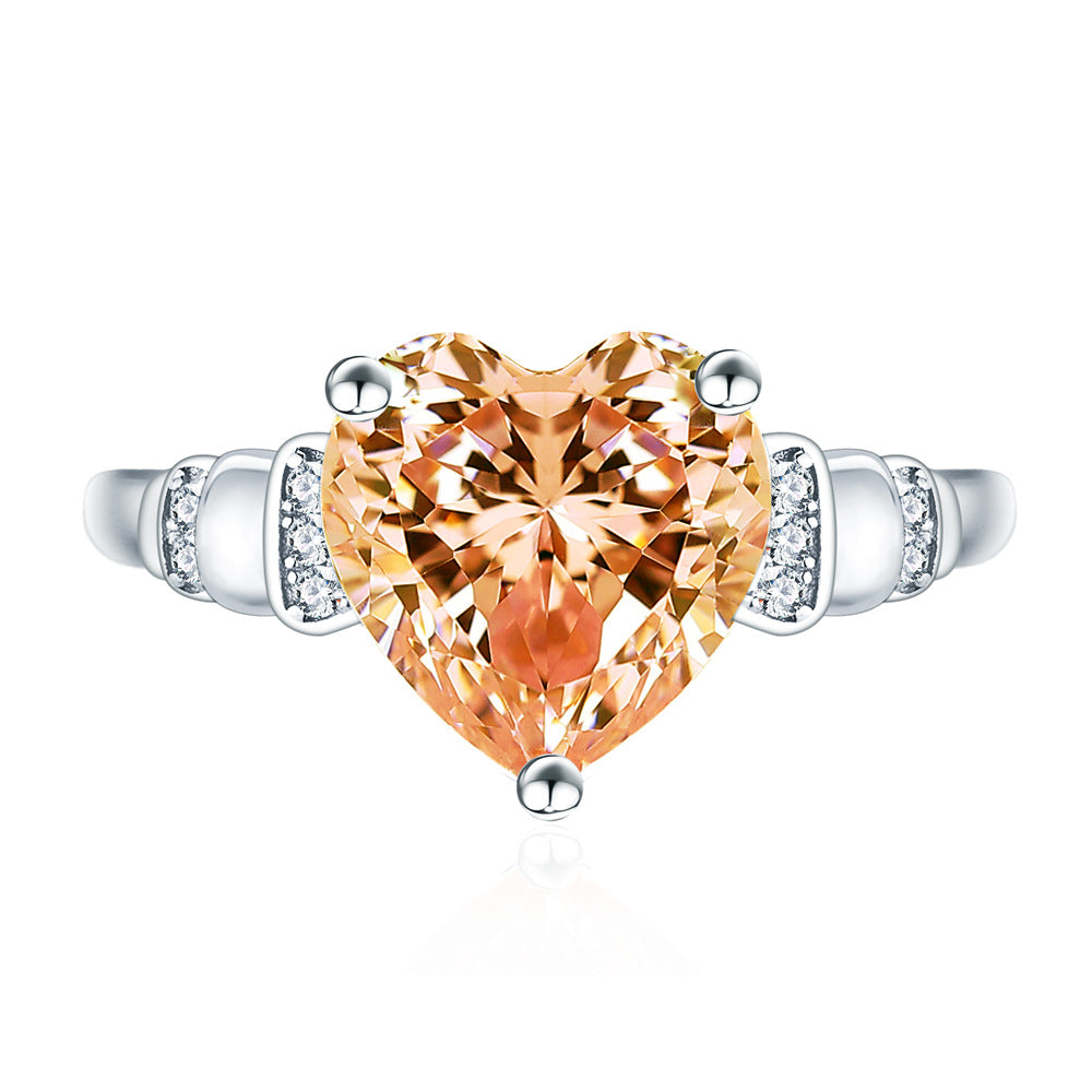 Heart-Shaped Diamond Sterling Silver Ring