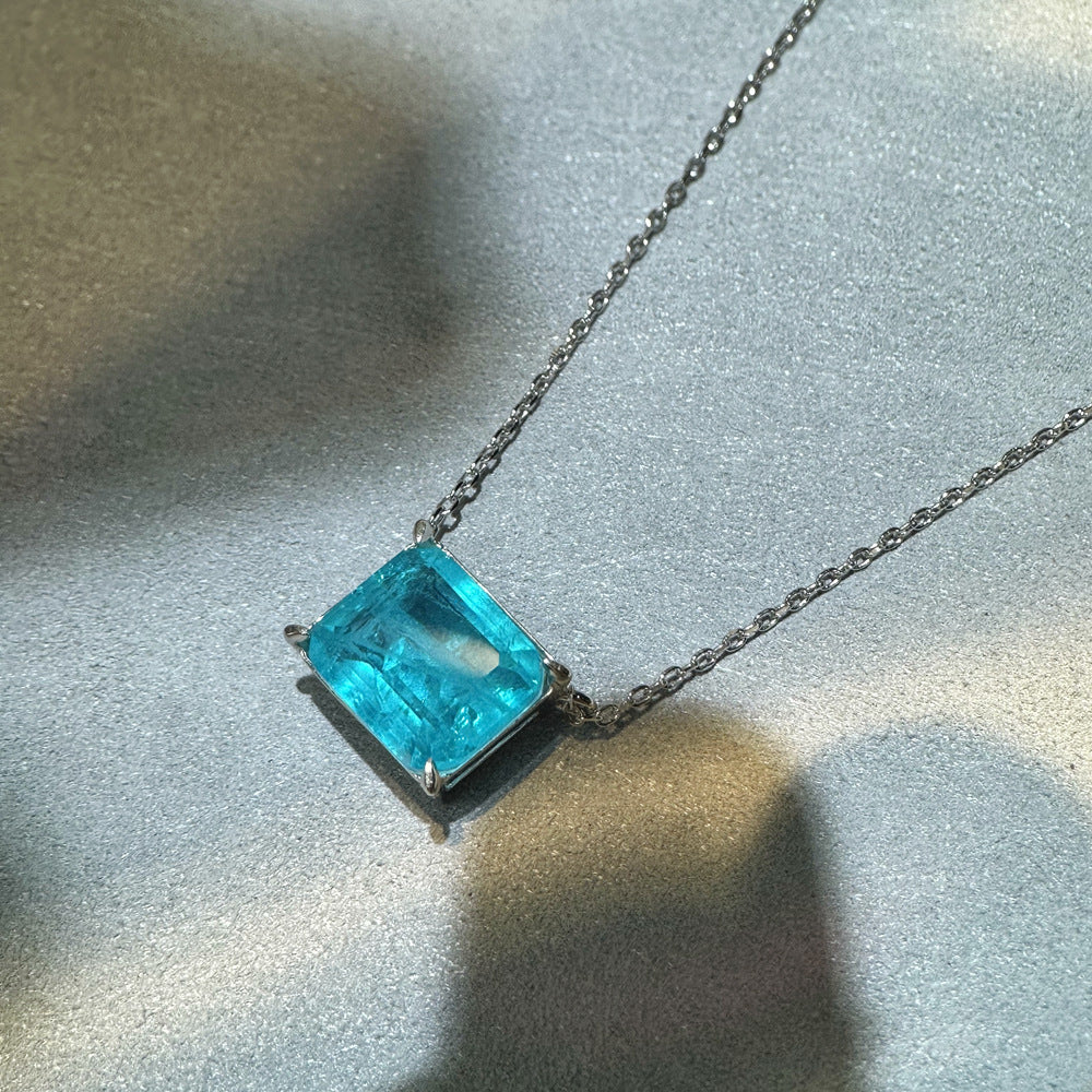 Simulated Emerald Necklace in Pure Silver