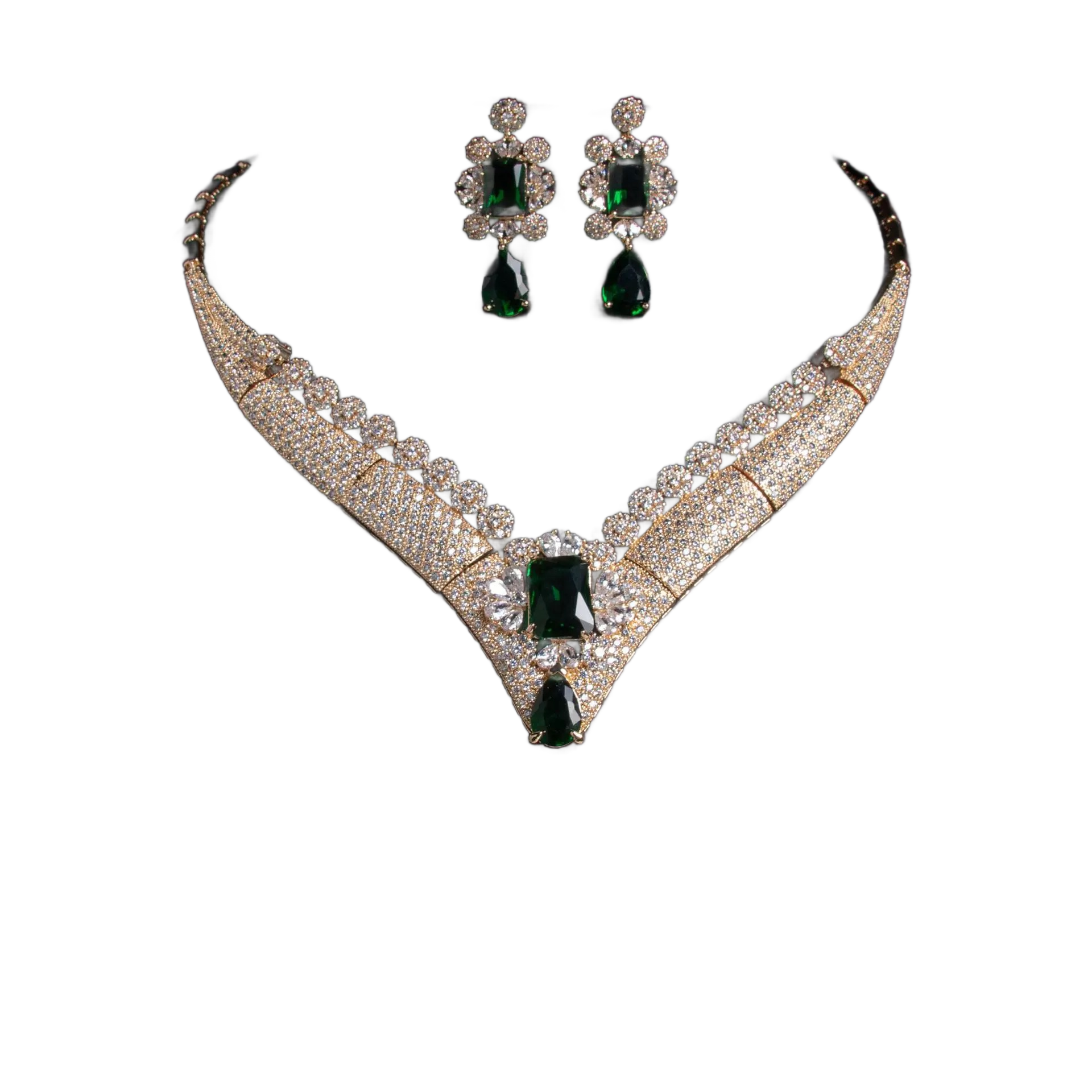 Vintage-Inspired Gem Jewelry Set | Cushion Cut Zircon Necklace + Earrings