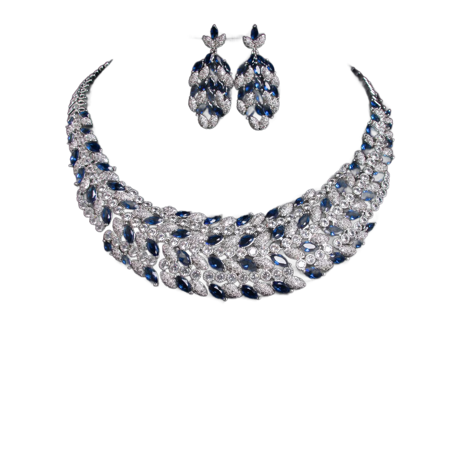 Aurora Cascade Jewelry Set | Waterfall CZ Necklace & Teardrop Earrings