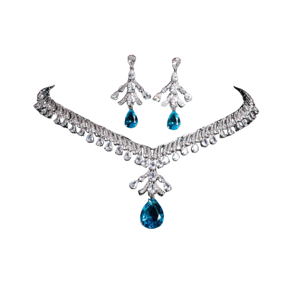 Cross-Border Bridal Zircon Necklace Earrings Jewelry Suit Banquet Dress