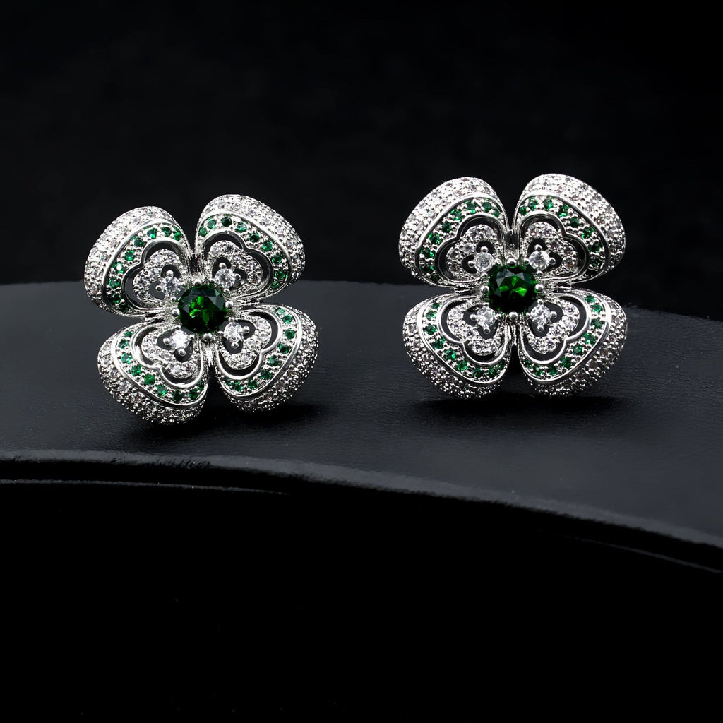 Retro Floral Zircon Earrings for Women Summer High-end Retro Earrings