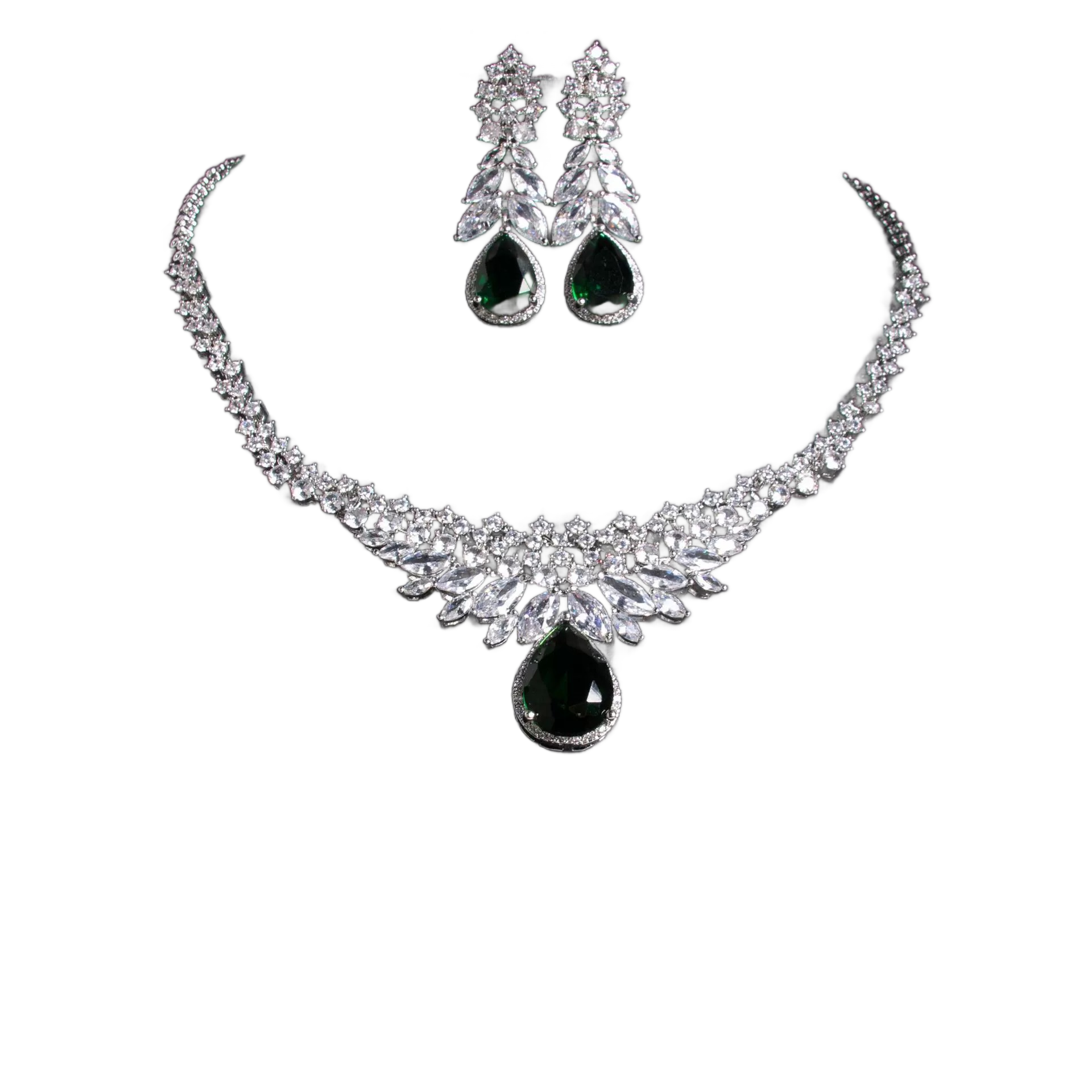 Frozen Elegance Set | Platinum Plated Teardrop CZ Necklace & Earrings