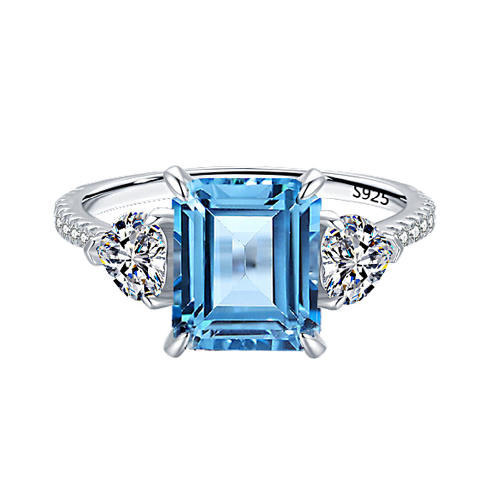 Elegant Aquamarine Ring – 5.5CT Rectangle Cut