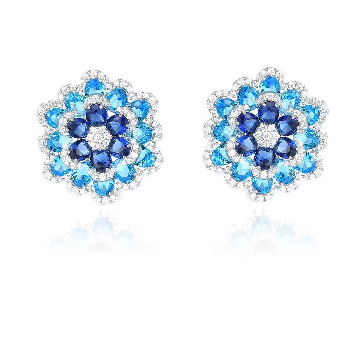 Twilight Bloom · Violet Crystal Floral Stud Earrings