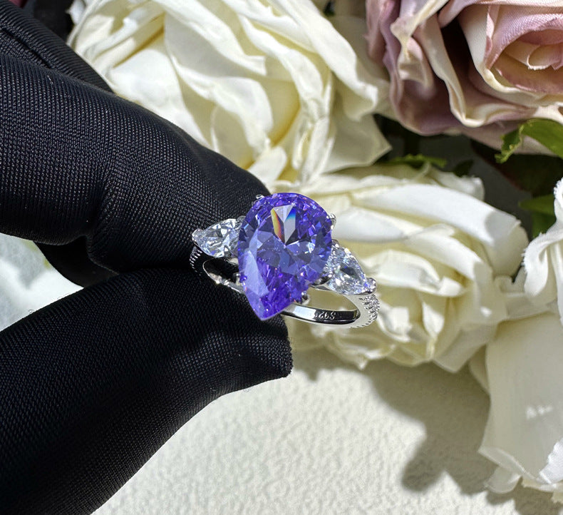 Radiant Cut High Carbon Diamond Ring