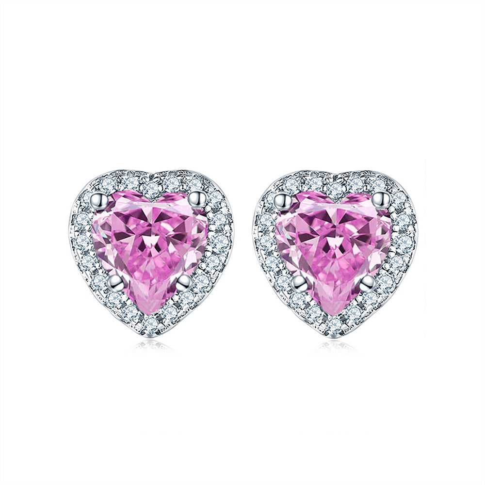 Candy Diamond Heart-shaped Earrings