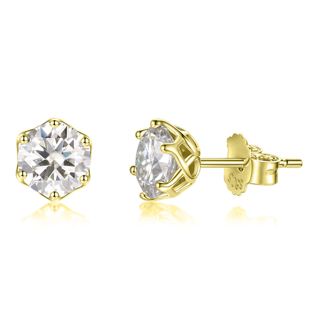 Minimalist Moissanite Stud Earrings – D Color Sparkle, 925 Sterling Silver