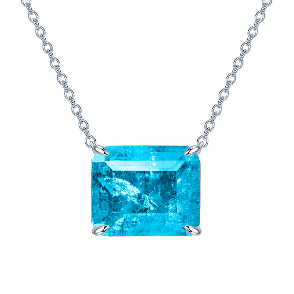 Simulated Emerald Necklace in Pure Silver