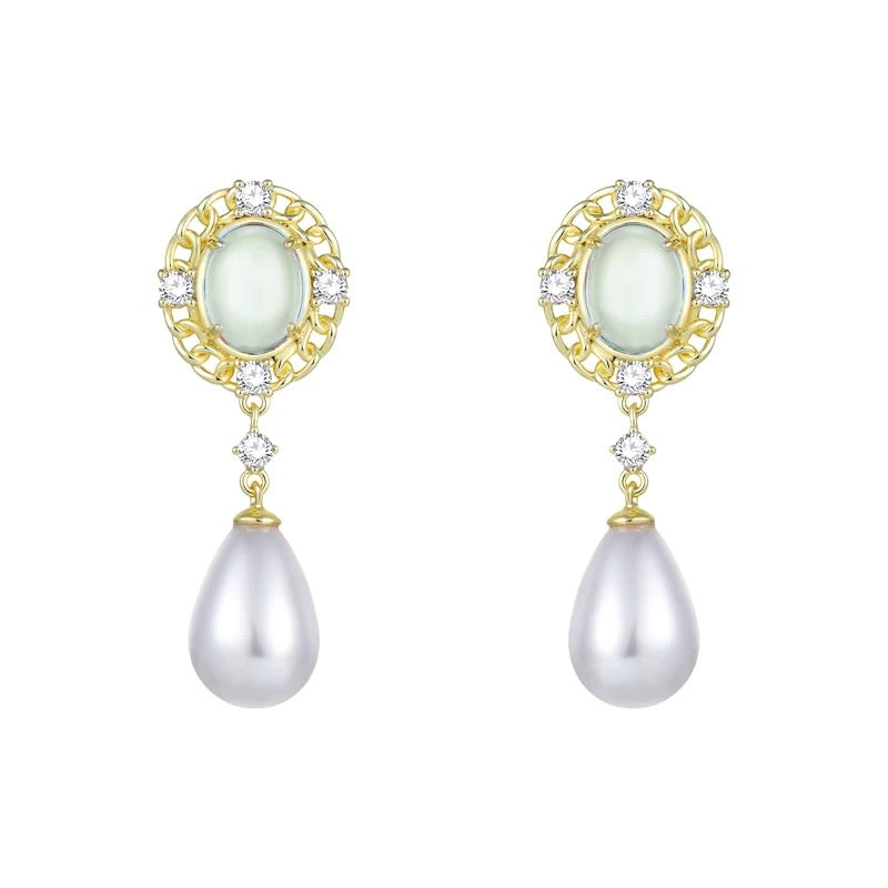 Gold-Plated Pearl Drop Stud Earrings