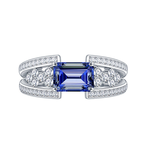 2.5CT Rectangular Simulated Sapphire Ring
