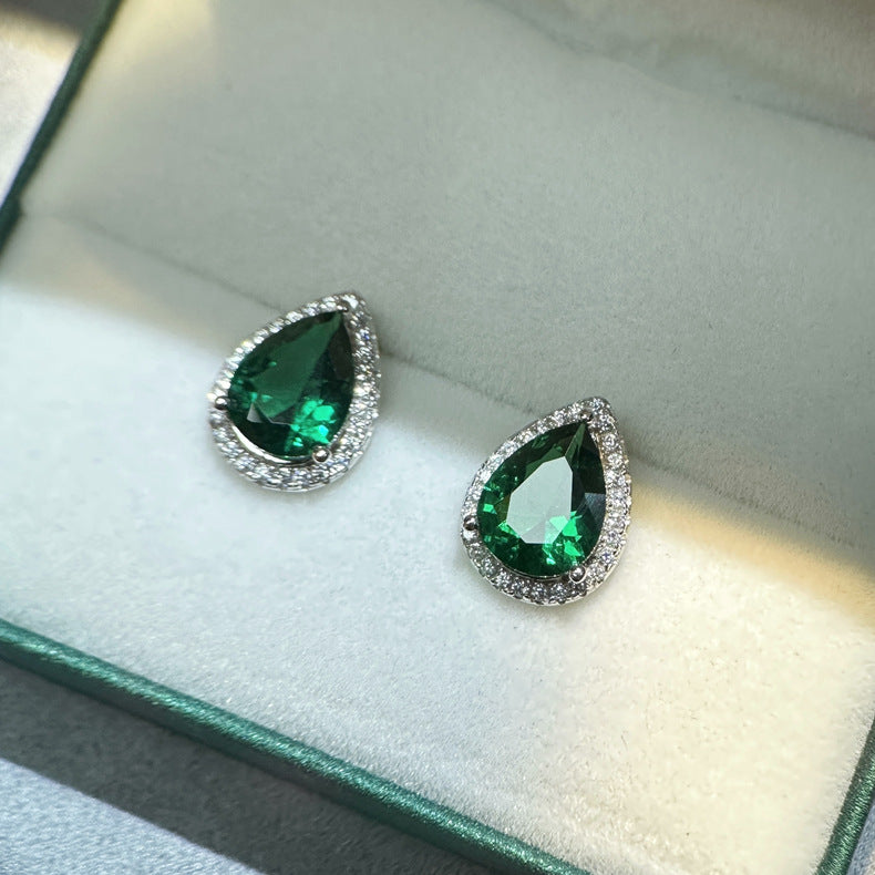 Aquamarine Drop Stud Earrings – 7x9mm Water Drop Cut