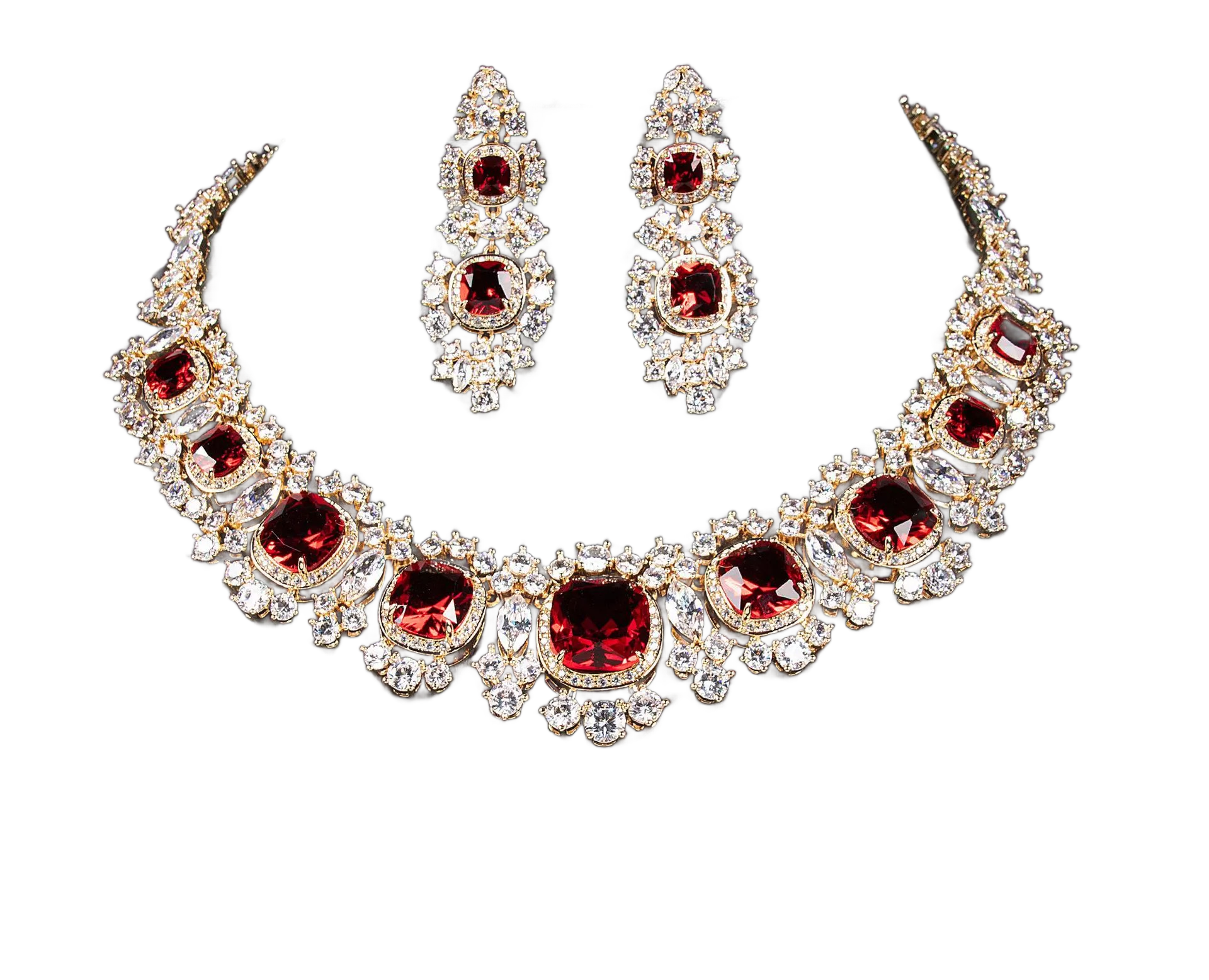 Royal Statement Jewelry Set | Cubic Zirconia Choker Necklace & Drop Earrings