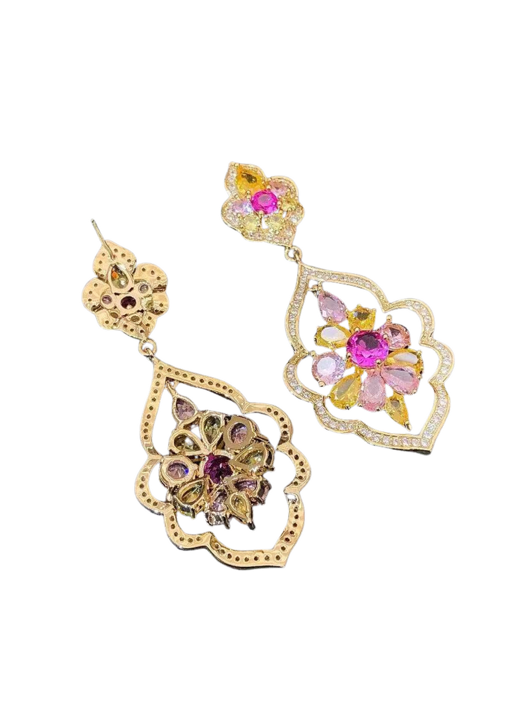 Mandala Bloom – Floral Crystal Dangle Earrings