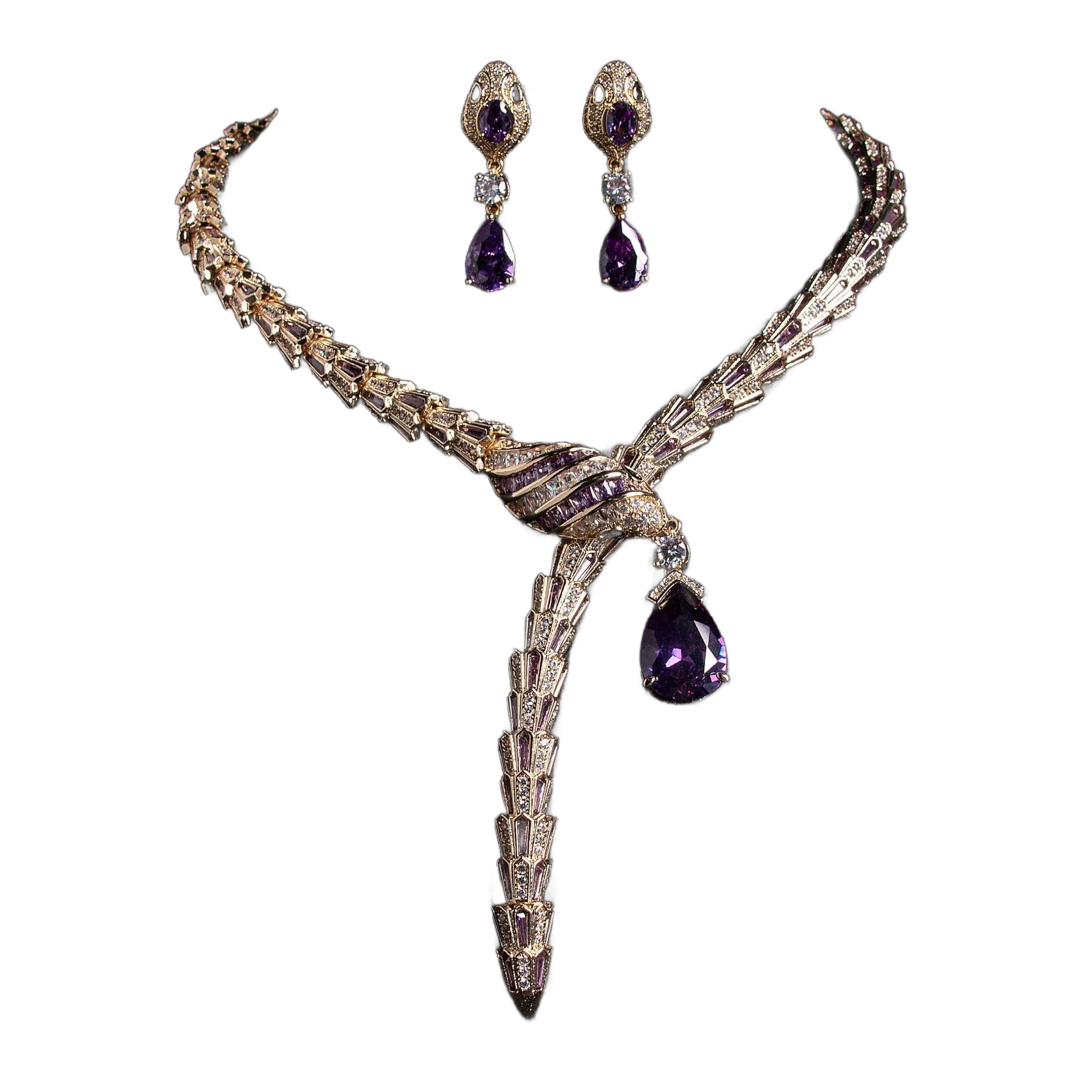 Serpent Statement Jewelry Set | Snake Necklace & Matching Earrings for Women