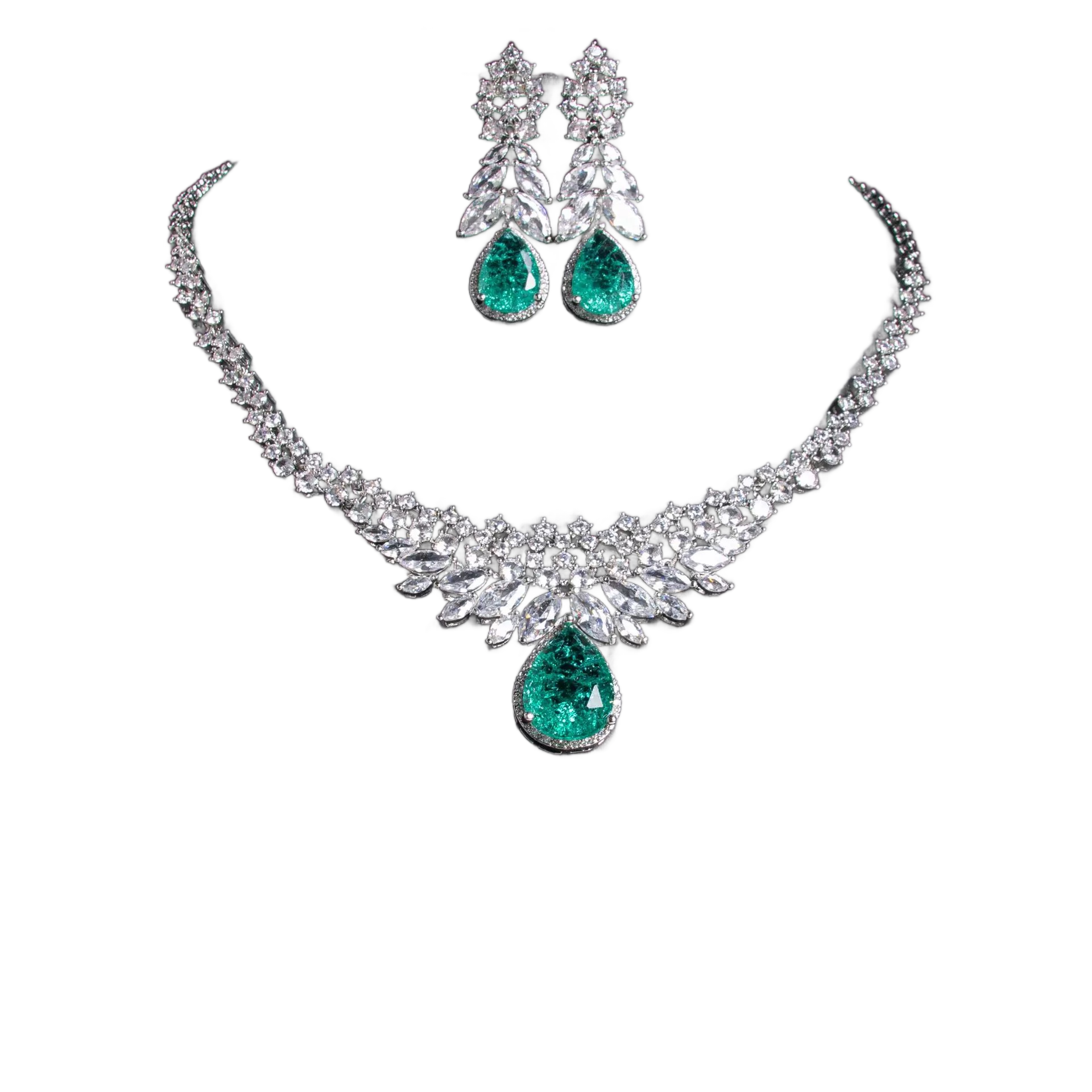 Frozen Elegance Set | Platinum Plated Teardrop CZ Necklace & Earrings